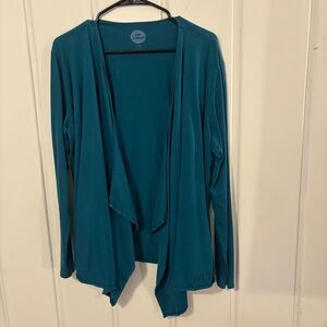Life is Good Teal Open Front Cardigan Women's Large Sleep